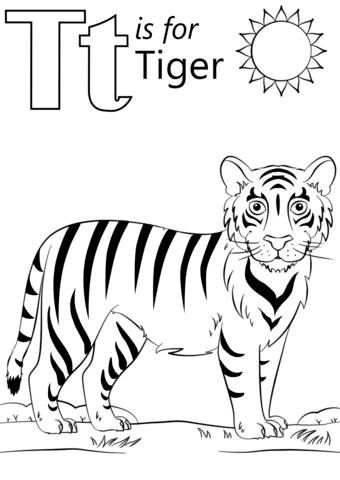 T Is For Tiger Coloring Page